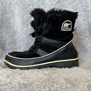 Sorel Winter Carnival Boots Women’s 7.5 Black Waterproof Suede Faux Fur Warm